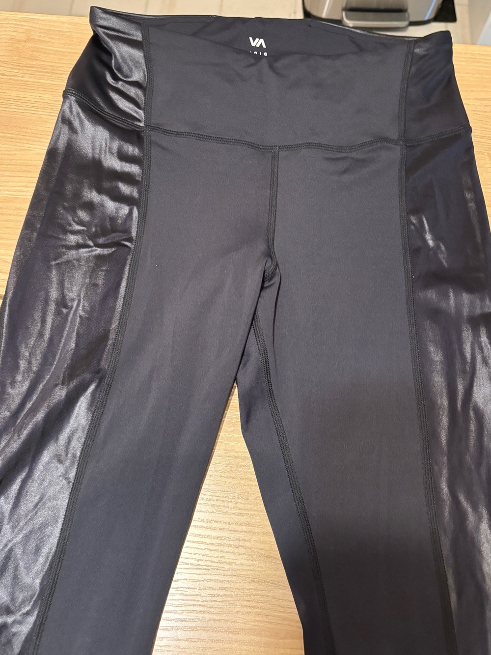 RVCA Black Performance Leggings with Subtle White Logo